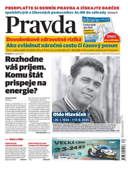 E-magazín Denník Pravda 18. 8. 2025 - OUR MEDIA SR a. s.