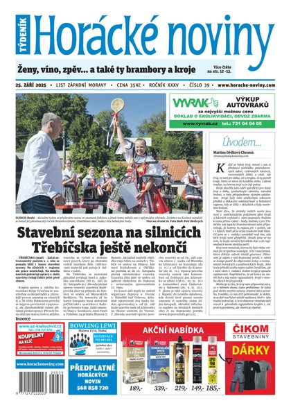 E-magazín Horácké noviny 39/2025 - Horácké noviny