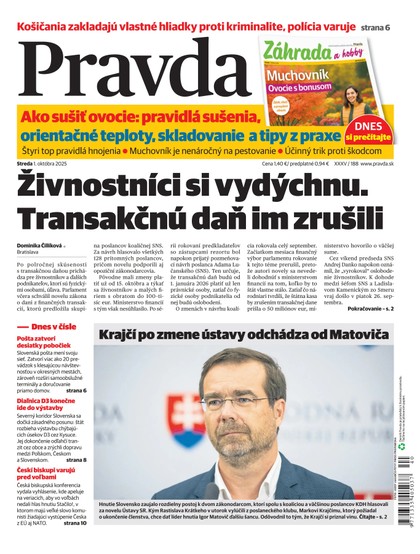E-magazín Denník Pravda 1. 10. 2025 - OUR MEDIA SR a. s.