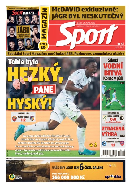 E-magazín Sport - 24.10.2025 - CZECH NEWS CENTER a. s.