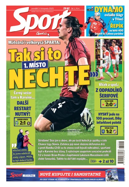 E-magazín Sport - 03.11.2025 - CZECH NEWS CENTER a. s.