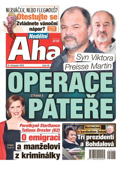 E-magazín NEDĚLNÍ AHA! - 16.11.2025 - CZECH NEWS CENTER a. s.