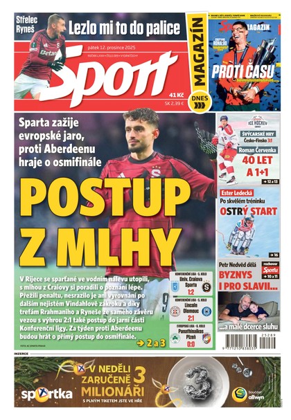 E-magazín Sport - 12.12.2025 - CZECH NEWS CENTER a. s.