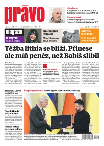 E-magazín Deník Právo - 17.1.2026 - Borgis, a.s.