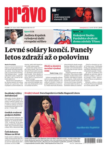 E-magazín Deník Právo - 20.4.2026 - Borgis, a.s.