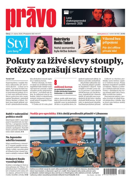 E-magazín Deník Právo - 21.4.2026 - Borgis, a.s.