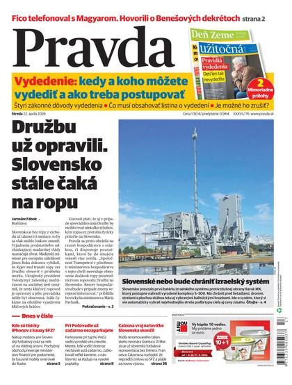 E-magazín Denník Pravda 22. 4. 2026 - OUR MEDIA SR a. s.