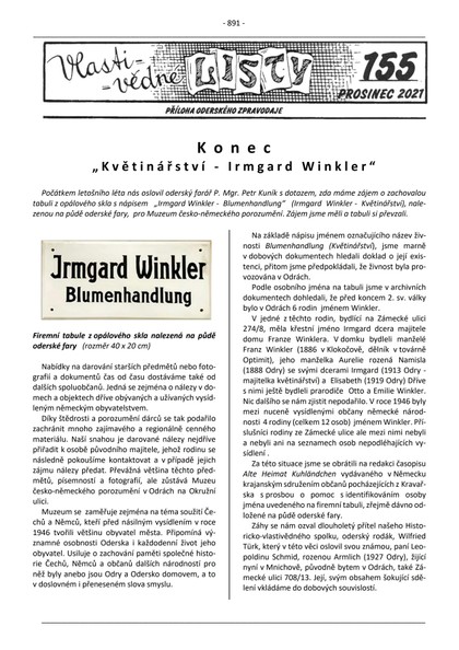 E-magazín Konec květinářství - Irmgard Winkler - Město Odry