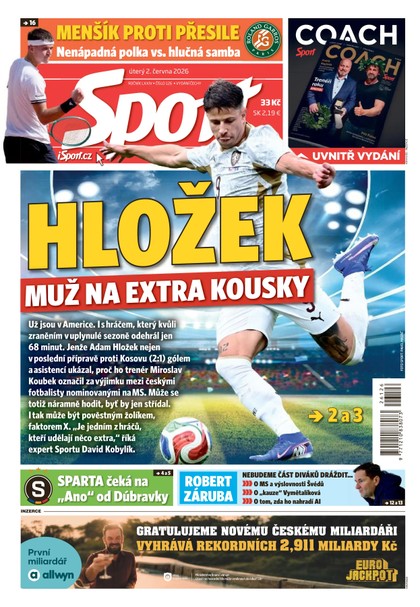 E-magazín Sport - 02.06.2026 - CZECH NEWS CENTER a. s.