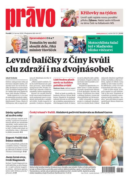 E-magazín Deník Právo - 8.6.2026 - Borgis, a.s.