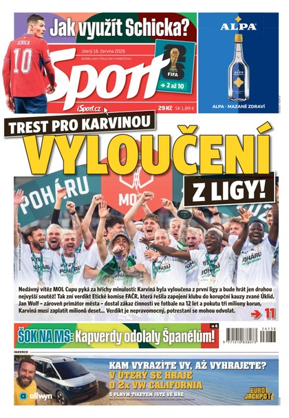 E-magazín Sport - 16.06.2026 - CZECH NEWS CENTER a. s.