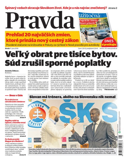 E-magazín Denník Pravda 17. 6. 2026 - OUR MEDIA SR a. s.