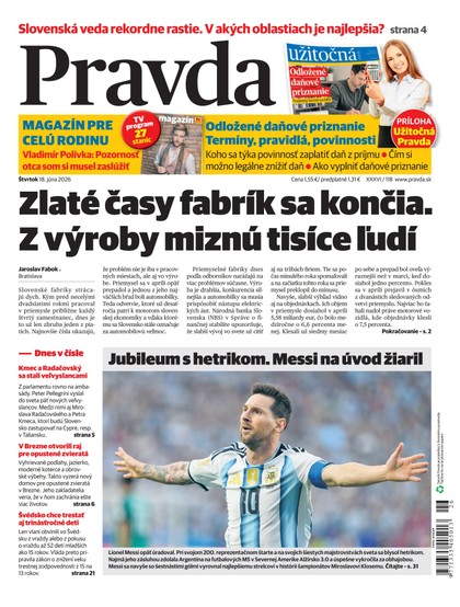 E-magazín Denník Pravda 18. 6. 2026 - OUR MEDIA SR a. s.