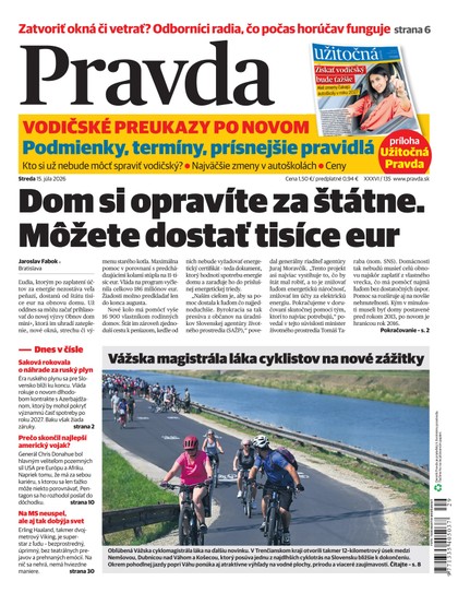 E-magazín Denník Pravda 15. 7. 2026 - OUR MEDIA SR a. s.