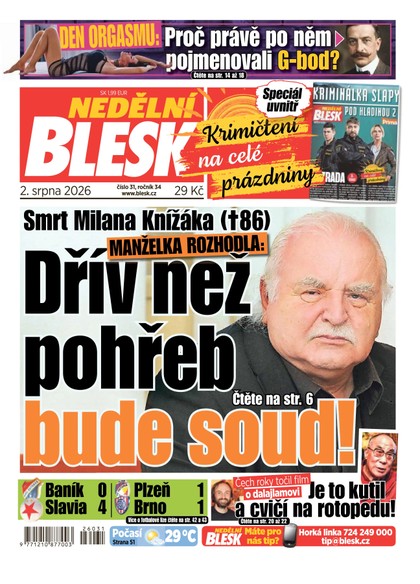 E-magazín NEDĚLNÍ BLESK - 02.08.2026 - CZECH NEWS CENTER a. s.