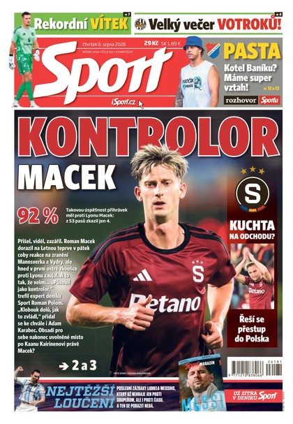 E-magazín Sport - 06.08.2026 - CZECH NEWS CENTER a. s.