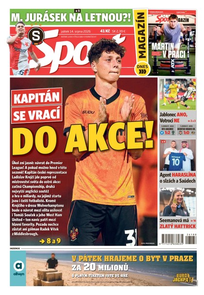 E-magazín Sport - 14.08.2026 - CZECH NEWS CENTER a. s.