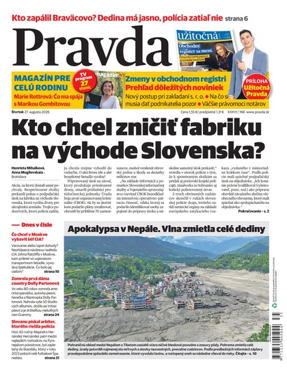 E-magazín Denník Pravda 27. 8. 2026 - OUR MEDIA SR a. s.