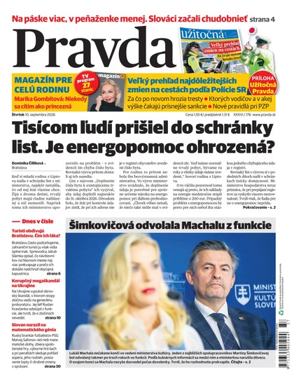 E-magazín Denník Pravda 10. 9. 2026 - OUR MEDIA SR a. s.