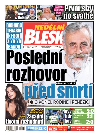 E-magazín NEDĚLNÍ BLESK - 13.09.2026 - CZECH NEWS CENTER a. s.