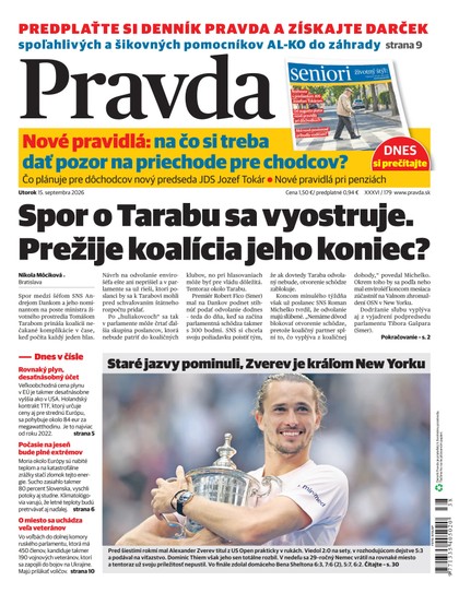 E-magazín Denník Pravda 15. 9. 2026 - OUR MEDIA SR a. s.