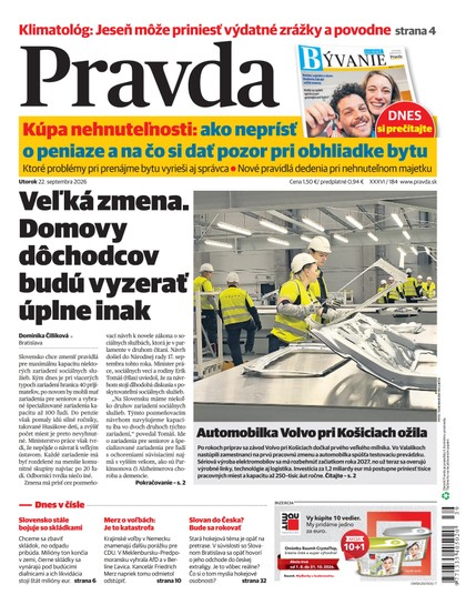E-magazín Denník Pravda 22. 9. 2026 - OUR MEDIA SR a. s.