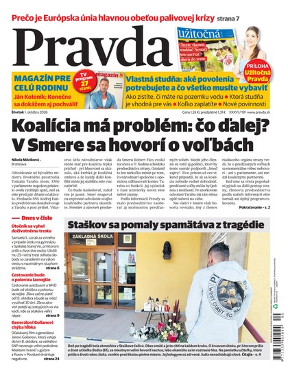 E-magazín Denník Pravda 1. 10. 2026 - OUR MEDIA SR a. s.