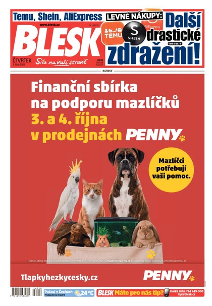 E-magazín Blesk - 01.10.2026 - CZECH NEWS CENTER a. s.