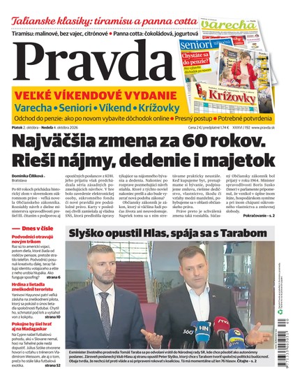 E-magazín Denník Pravda 2. 10. 2026 - OUR MEDIA SR a. s.