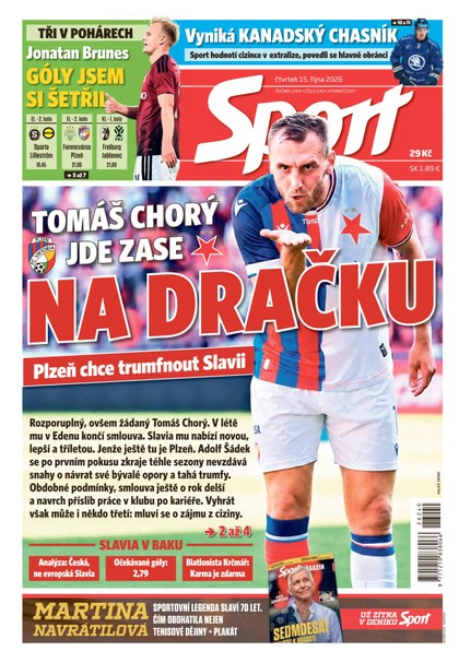 E-magazín Sport - 15.10.2026 - CZECH NEWS CENTER a. s.
