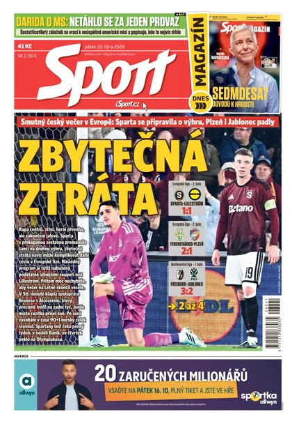 E-magazín Sport - 16.10.2026 - CZECH NEWS CENTER a. s.