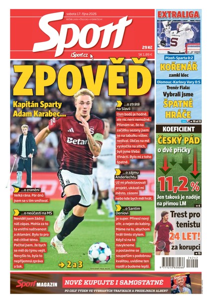E-magazín Sport - 17.10.2026 - CZECH NEWS CENTER a. s.