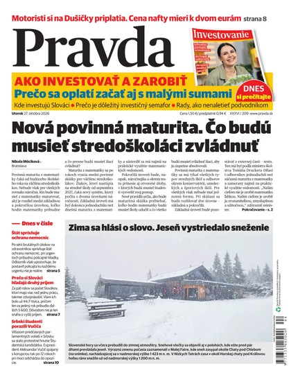 E-magazín Denník Pravda 27. 10. 2026 - OUR MEDIA SR a. s.