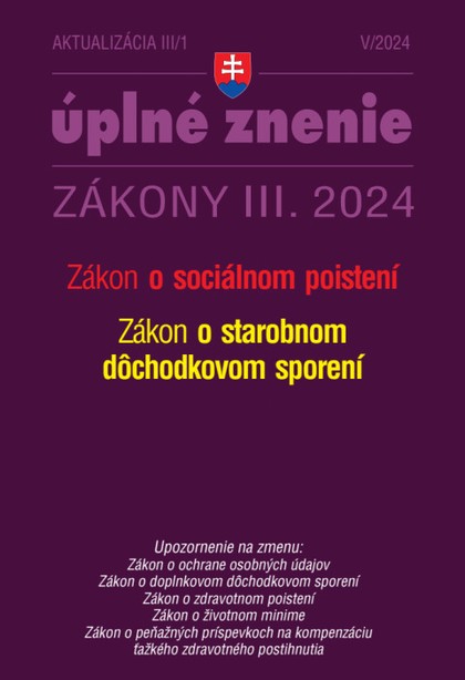 E-kniha Aktualizácia III/1 / 2024 - Sociálne poistenie a dôchodkové sporenie - Autor Neuveden